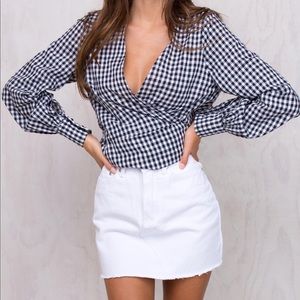 Princess Polly denim white skirt